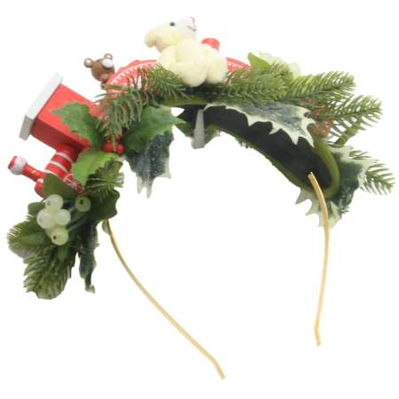 Xmas Kopfschmuck mit Tannen und Holzeisenbahn